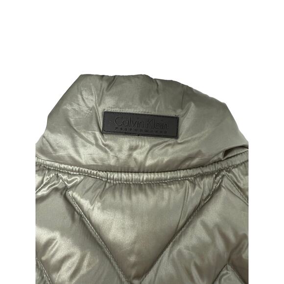 Calvin Klein Performance Puffer Vest Women L Green Premium Down Filling Pockets - Picture 6 of 8